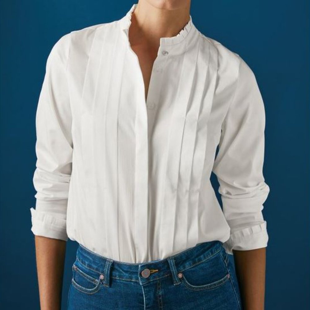 New Button Down Tuxedo Shirt - Soft Surroundings "Carla" white XS